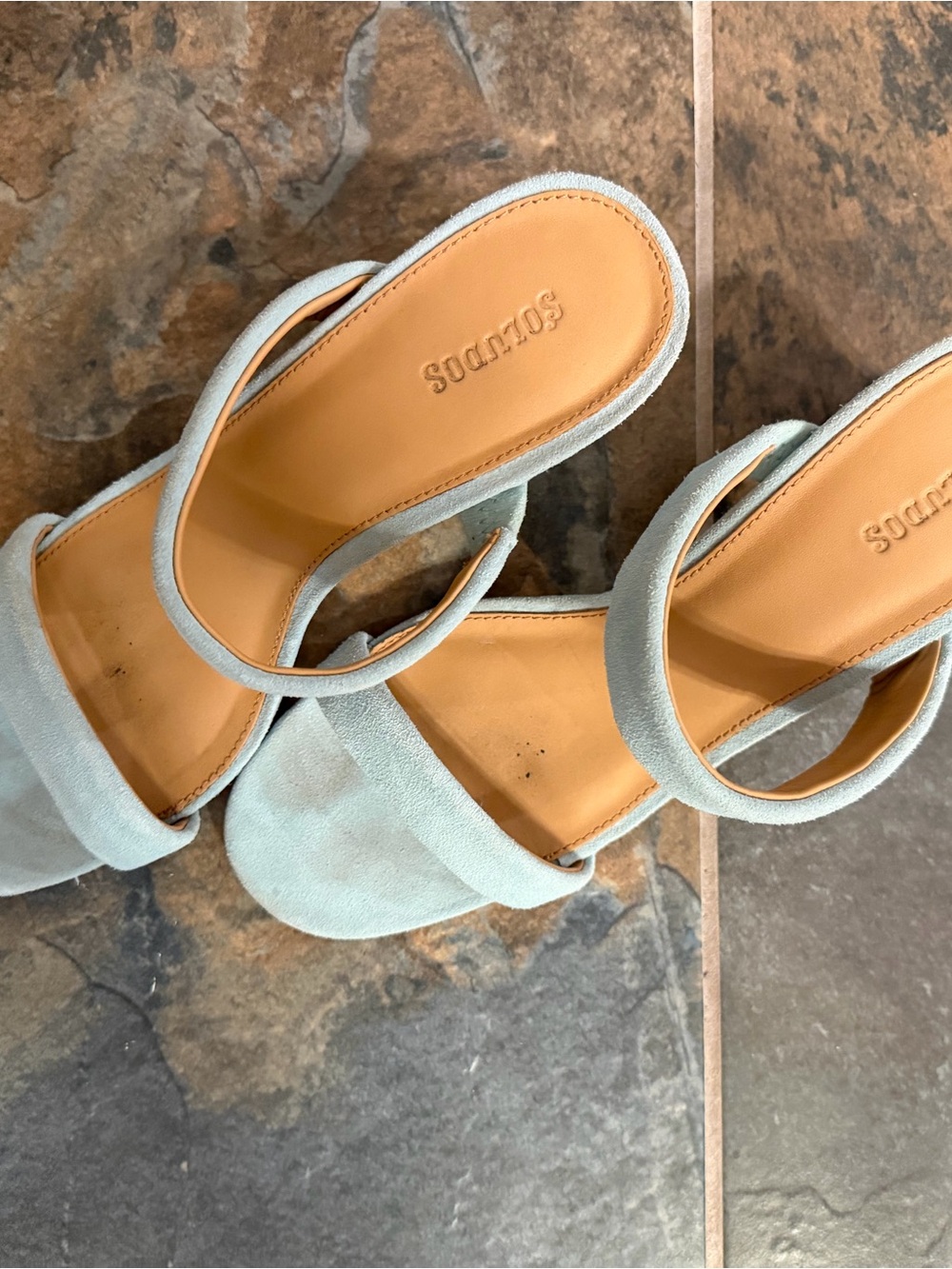 Soludos Mint Suede Open-Toe Heeled Sandals